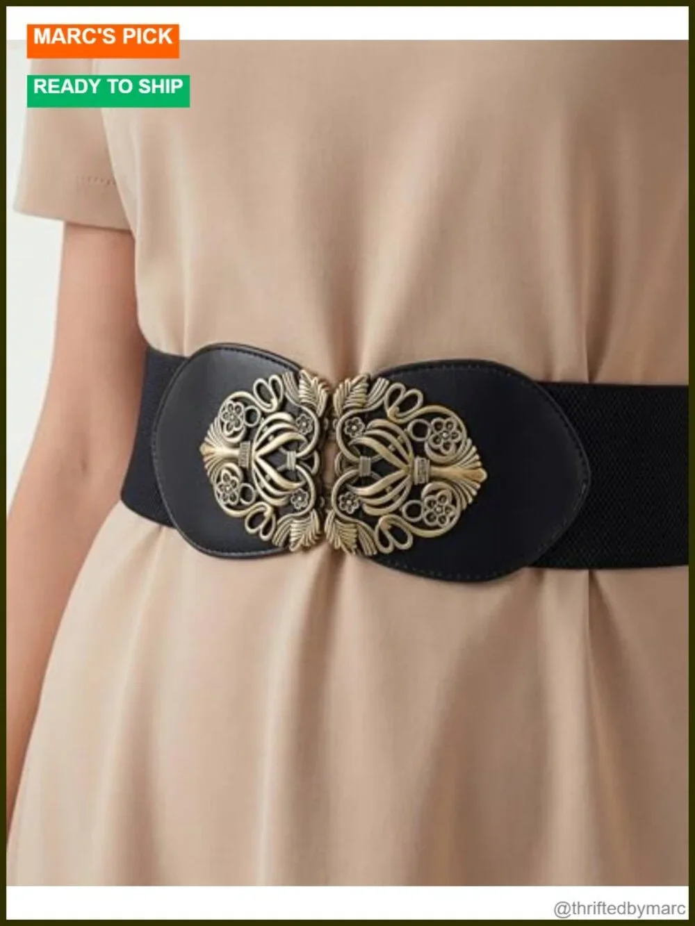 3 Inch Wide Waspie Elastic Vintage Buckle Waist Belt